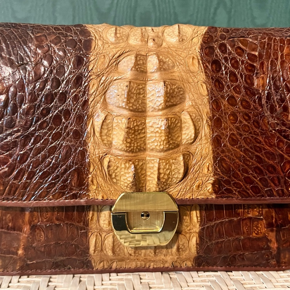 Vintage Genuine Crocodile Clutch Brown/Tan